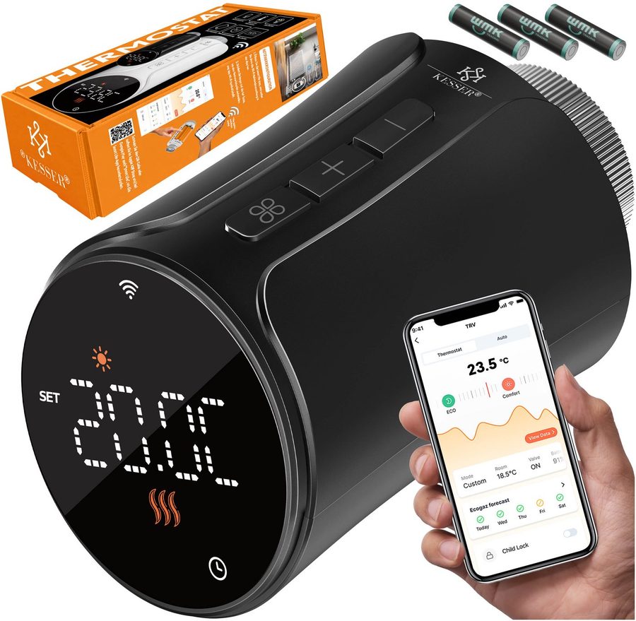 KESSER Heizkörperthermostat, Heizungsregler Smart Home Heizungssteuerung mit WLAN & APP Steuerung von KESSER