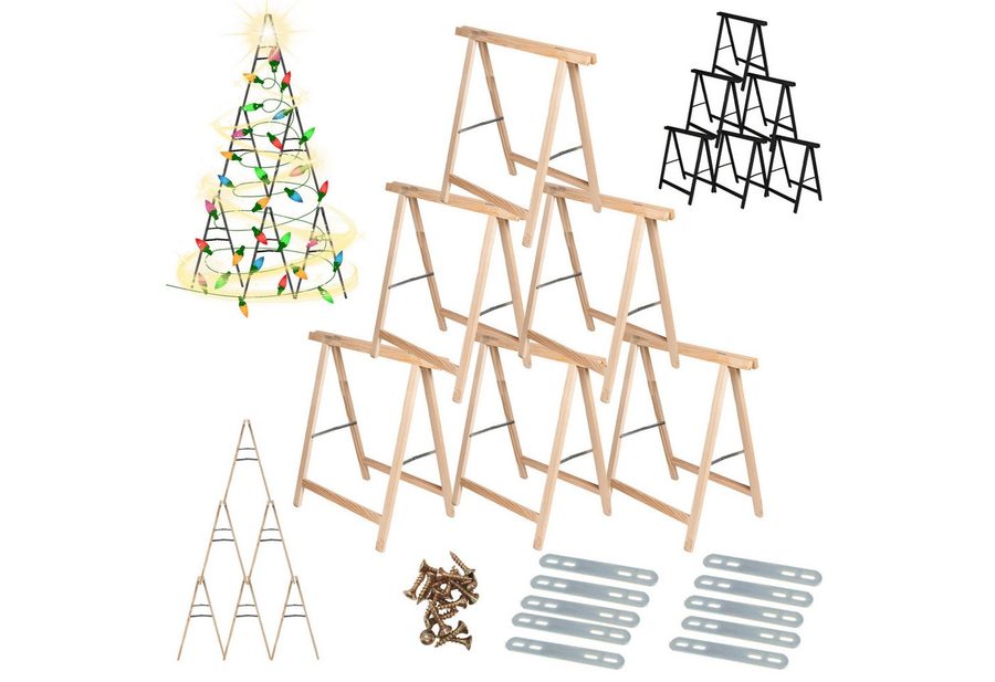 Modo24 Sägebock Holzbock, Klappbock Arbeitsbock, 5er-Set inklusive Montageteile, (Weihnachtsstern SET, 6-St), DIY Stern, Tapezierbock Montagebock Unterstellbock, 180x180x73 cm von Modo24