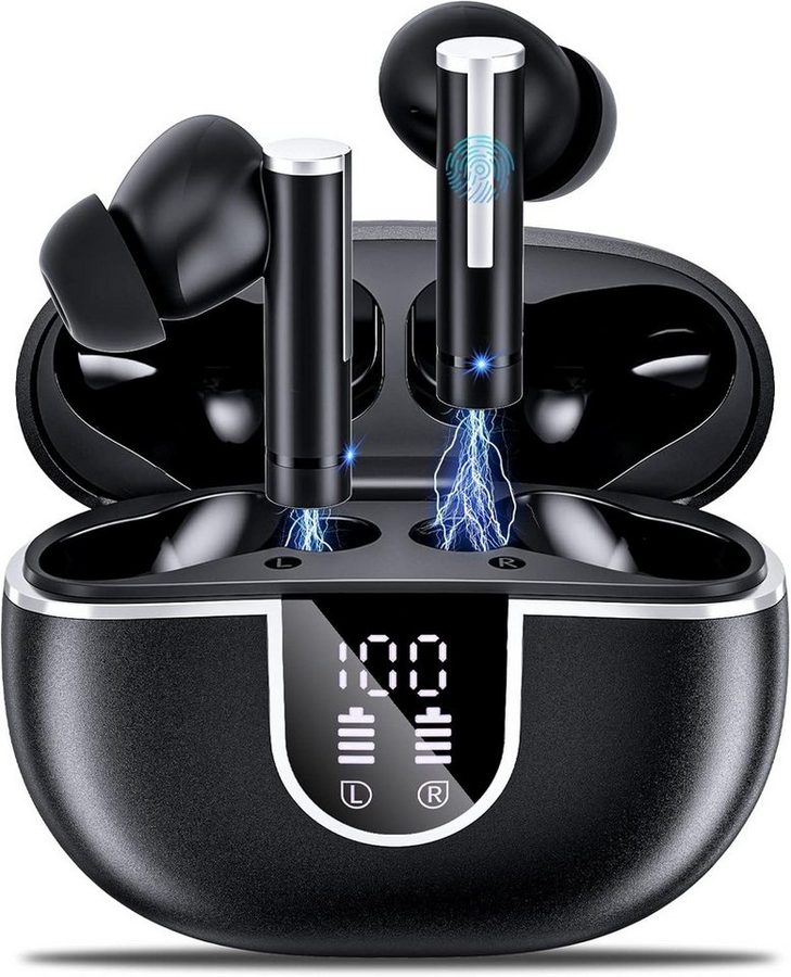 SpionProfi Bluetooth Kopfhörer 5.3 HD Mikrofon In-Ear Headset mit LED Headset (In-Ear Headset mit Ladecase für Musik, Telefonieren uvm) von SpionProfi
