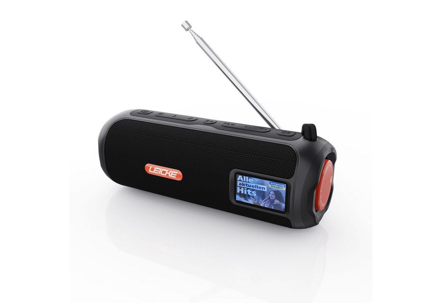 Leicke Tragbarer Bluetooth Lautsprecher mit FM Digitalradio (DAB) (4500mAh Akku, RGB-LED Lichter, 10W Stereo-Sound,Equalizer) von Leicke