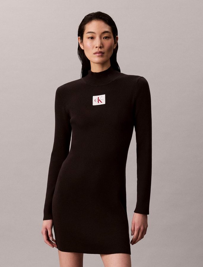 Calvin Klein Strickkleid LS T NECK MINI DRESS Mit Rundhalsausschnitt, figurbetont von Calvin Klein