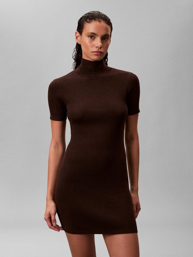 Calvin Klein Minikleid Figurbetonte Passform mit Stehkragen von Calvin Klein