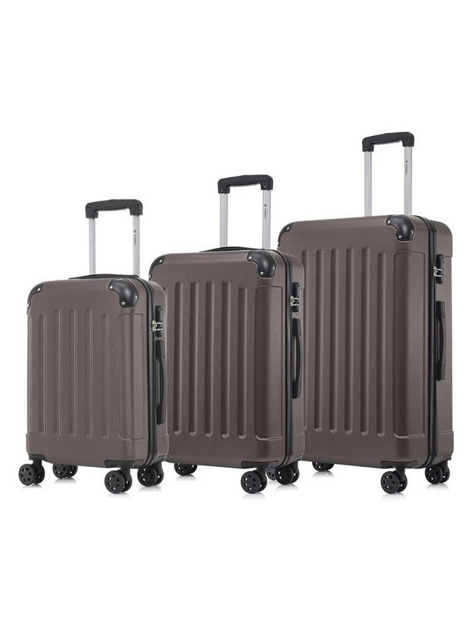 YONSLY Kofferset Reisekoffer Trolley Hartschale aus ABS für Urlaubs- und Familienreisen, 4 Rollen, (3er Set, 3 tlg., M-L-XL), mit Zahlenschloss, 360° Doppelrollen und ergonomischem Gummigriff von YONSLY