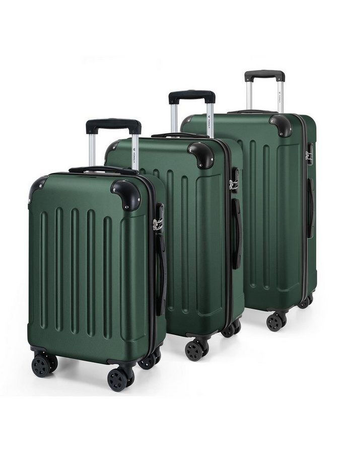 YONSLY Trolleyset Reisekoffer Hartschalenkoffer Trolley M-L-XL mit Zahlenschloss, 4 Rollen, (Set, 3 tlg., inkl. Größen M-L-XL), ABS-Hartschale, 360°-Rollen und Aluminium-Teleskopgriff von YONSLY
