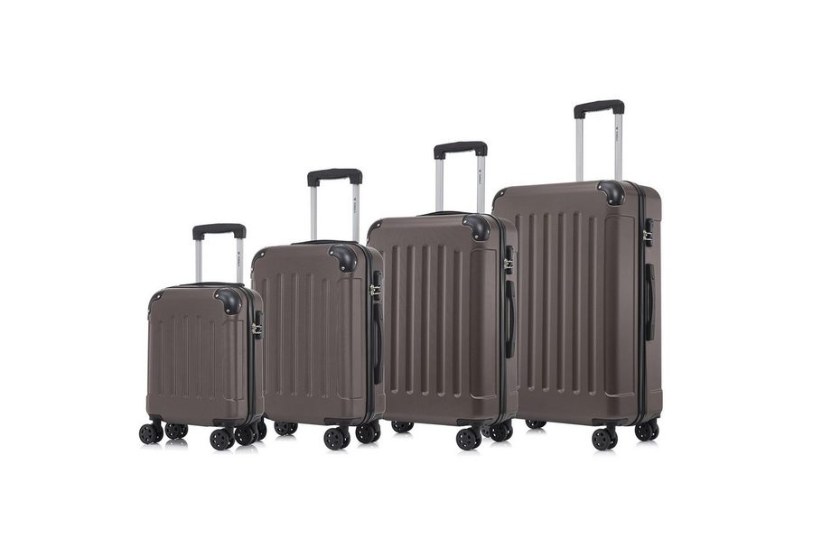 YONSLY Kofferset 4er Set, Reisekoffer Trolley mit 360° Rollen ABS-Hartschalen, 4 Rollen, (4 tlg., Sicherheitsschloss Weichem Gummigriff Handgepäck S/M/L/XL), Leichtes Gepäckset Trolley 4er Koffer Set, Reisekoffer von YONSLY