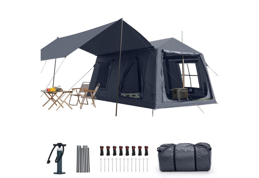 Meulbaty aufblasbares Zelt Air Glamping Zelte, Gampingzelt aus Oxford-Stoff, Personen: 8 (1 tlg), mit aufrollbarem Trennvorhang & 4 großzügigen Belüftungsfenstern von Meulbaty