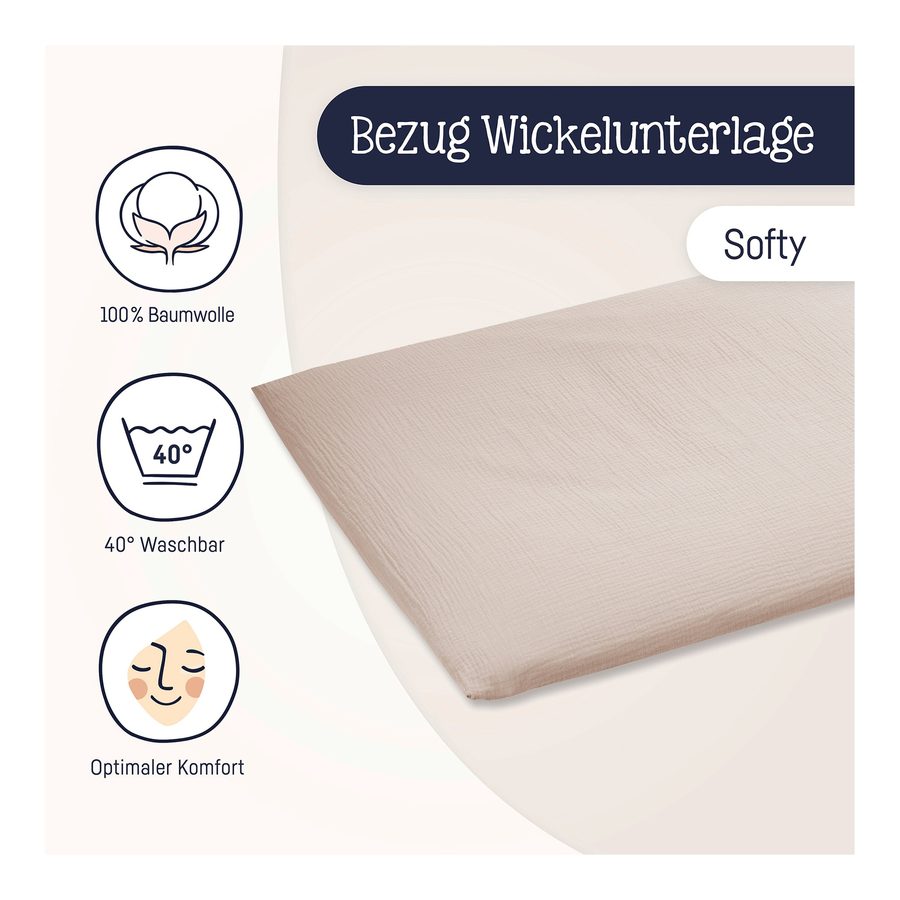 Julius Zöllner Wickelauflagenbezug Terra Musselin 75x85 cm von Julius Zöllner