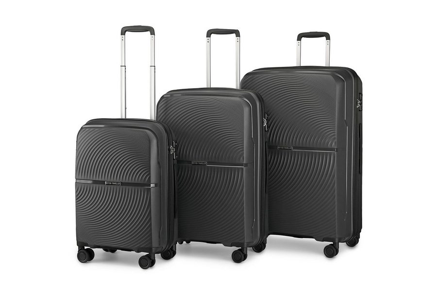 British Traveller Trolleyset 3-teilig Sets Hartschalen-Kofferset (100% PP) mit TSA-Schloss, (3 tlg) von British Traveller