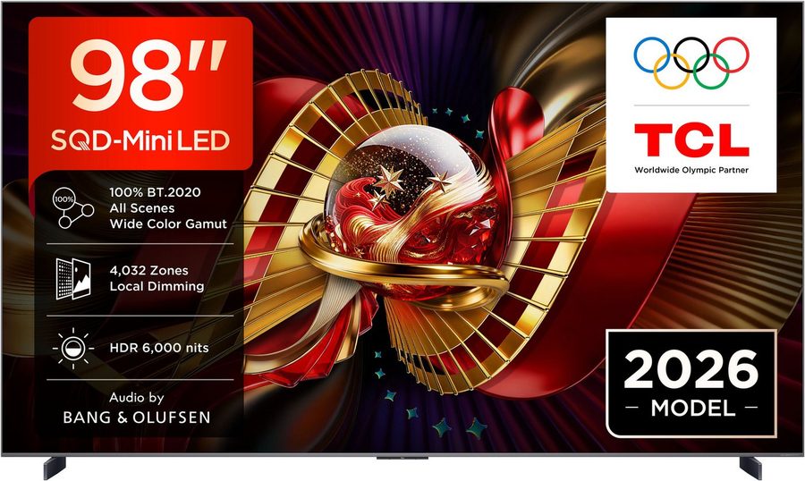 TCL 98C8LX1 Mini-LED-Fernseher (248 cm/98 Zoll, 4K Ultra HD, Google TV, SQD-Mini LED, HDR 6000 Nits, 100%BT.2020, 144Hz, AiPQ Pro,Dolby Vision) von TCL