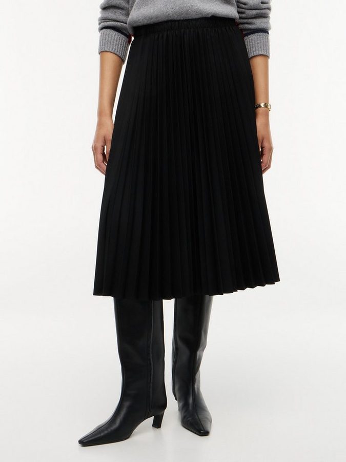 Tommy Hilfiger Plisseerock VISCOSE ELASTIC PLEAT MIDI SKIRT Materialmix, Plissee Falten von Tommy Hilfiger