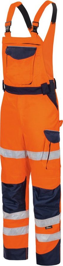 vizwell Arbeitslatzhose Warnschutz Latzhose Herren warnorange warngelb DIN zertifiziert, strapazierfähig, Knietasche aus Oxford-Material von vizwell