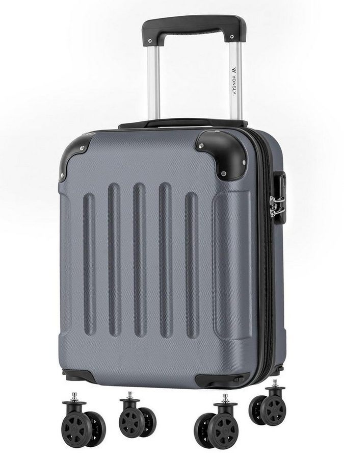 YONSLY Handgepäckkoffer Kabinenkoffer Reisekoffer Trolley mit abnehmbaren Rollrädern, 4 Rollen, ABS-Hartschale mit Zahlenschloss und ergonomischem Gummigriff von YONSLY
