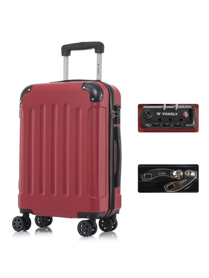 YONSLY Hartschalen-Trolley Premium Hartschalen-Reisekoffer Trolley Kabinenkoffer, 4 Rollen, TSA-Schloss, YKK-Reißverschluss, austauschbare Rollen & Griffe von YONSLY