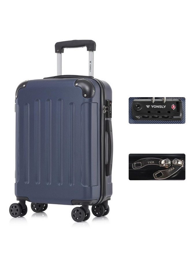 YONSLY Hartschalen-Trolley Premium Hartschalen-Reisekoffer Trolley Kabinenkoffer, 4 Rollen, TSA-Schloss, YKK-Reißverschluss, austauschbare Rollen & Griffe von YONSLY