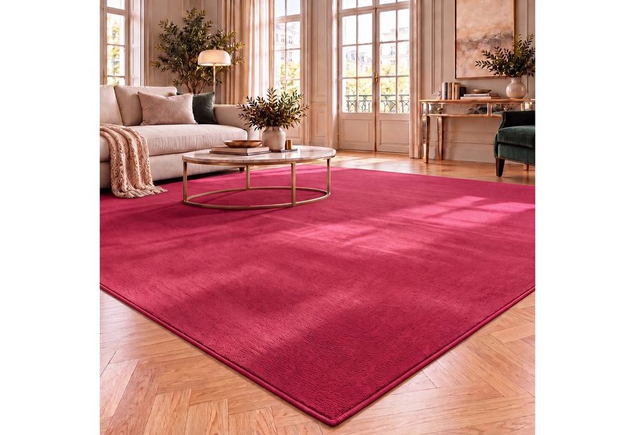 Vimoda Teppich Cozy Kurzflor Teppich – Angenehm warm & weich, waschbar & rutschfest, Rechteck, Höhe: 10 mm, Fellteppich Uni, Wohnzimmer, Schlafzimmer, kinderzimmer von VIMODA