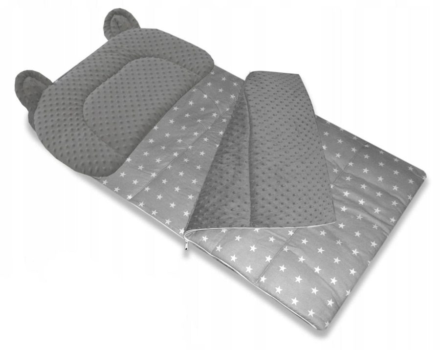Best for Kids Kinderschlafsack Kinderschlafsack Set 3in1 mit Kissen & Tasche (Schlafsack-Set für Kinder, 3 tlg., Set bestehend aus Schlafsack), Kissen mit Bärenohren & Transporttasche von Best for Kids