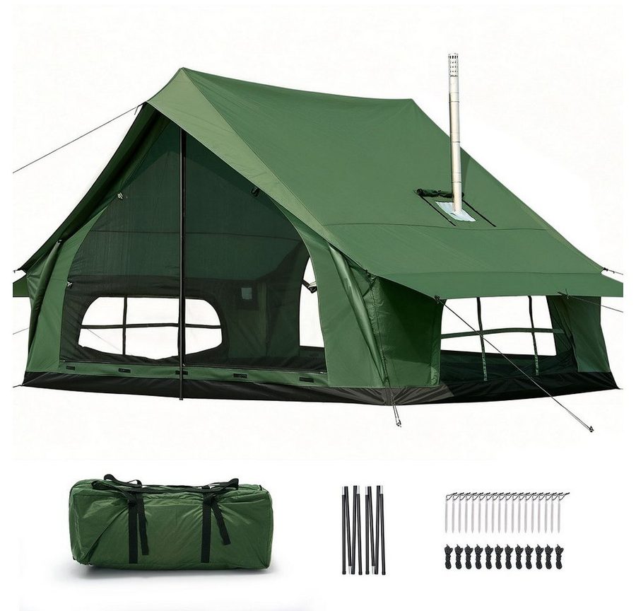 Meulbaty aufblasbares Zelt Campingzelt, 300x210x200 cm, Schnell aufzubauen, leicht transportieren, Personen: 4 (1 tlg., mit Kaminöffnung, Gampingzelt aus Oxford-Stoff), Air Glamping Zelte für 4 Jahreszeiten Camping von Meulbaty