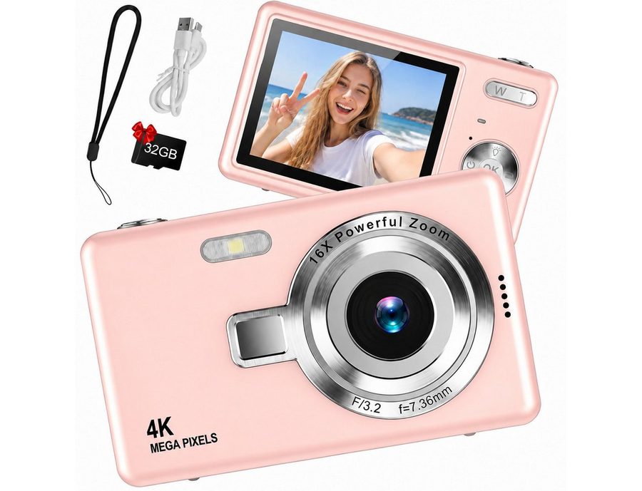 XEOOCE Digitalkamera 44MP 1080P FHD Kompaktkamera 16X Zoom 32GB SD Karte Kompaktkamera (44 MP) von XEOOCE