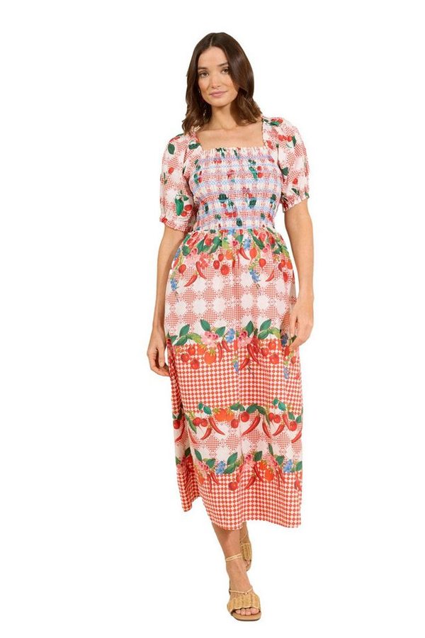 Love & Roses Midikleid Love & Roses Midikleid, gesmoktes Mieder, Regular (1-tlg) von Love & Roses