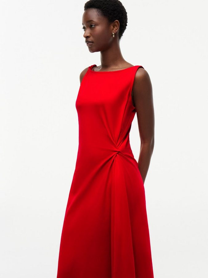 Tommy Hilfiger Jerseykleid INTERLOCK KNOT DETAIL DRESS Baumwolle, Interlock von Tommy Hilfiger