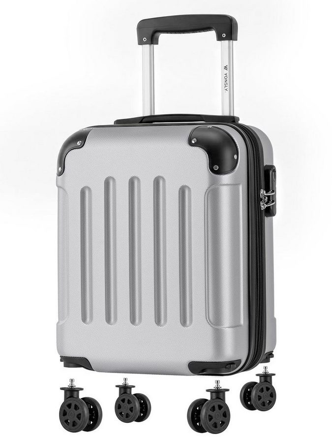 YONSLY Handgepäckkoffer Kabinenkoffer Reisekoffer Trolley mit abnehmbaren Rollrädern, 4 Rollen, ABS-Hartschale mit Zahlenschloss und ergonomischem Gummigriff von YONSLY