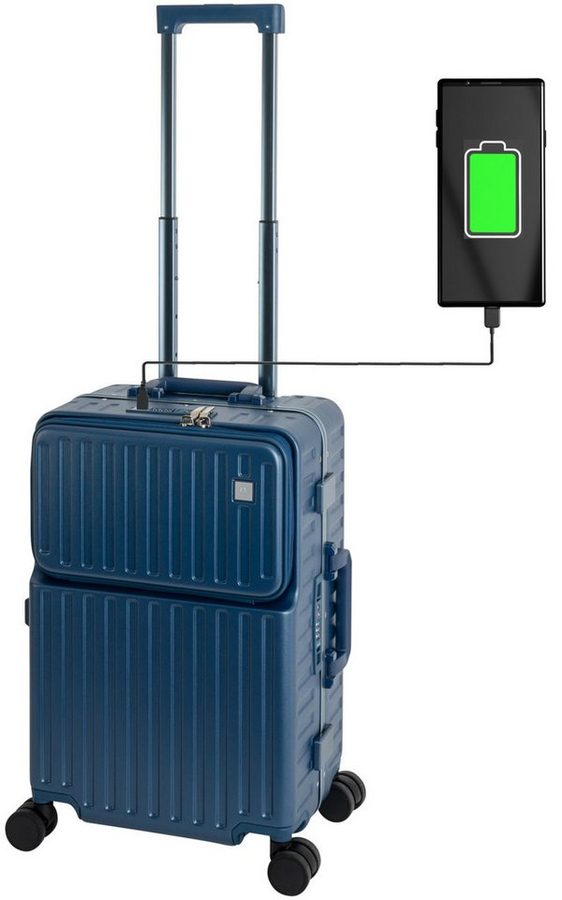 Travelhouse Hartschalen-Trolley Roma, 4 Rollen, mit USB und Getränkehalter Aluminium-Rahmen & Polycarbonat Hartschale von Travelhouse