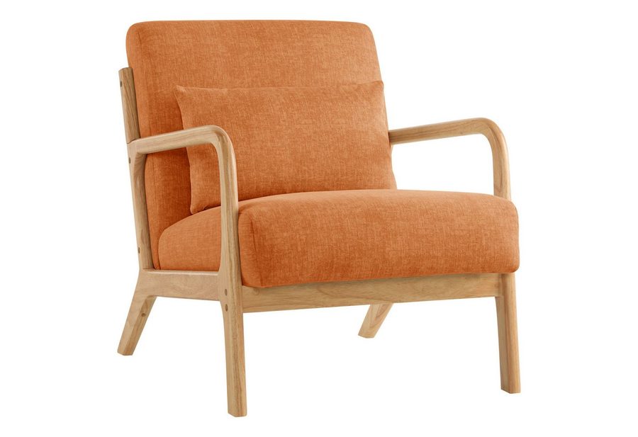 Aunekiv Sessel mit Kissen & Holzrahmen, Lesesessel, Mid-Century Sessel (1-St), Perfekt als Relaxsessel für Wohnzimmer und kleine Räume von Aunekiv