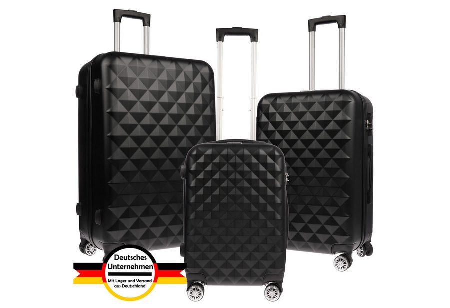 Weissmantel Kofferset Koffer 3er Set Kofferset Hartschalenkoffer Koffer Set Handgepäck, (4 Leichtlauf-Rollen, 360° Leichtlaufrollen, Koffer Set, Tolley Set Koffer set 3 teilig, Kofferset XL Bordgepäck), Suitcase 3 teilig Rollkoffer Hartschalenkoffer Reisekoffer Kofferset von Weissmantel