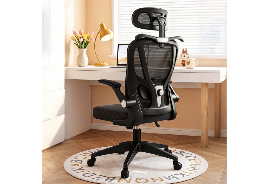 POPOLIC Bürostuhl Ergonomischer, verstellbarer Bürostuhl aus Netzgewebe – schwarz-weiß von POPOLIC