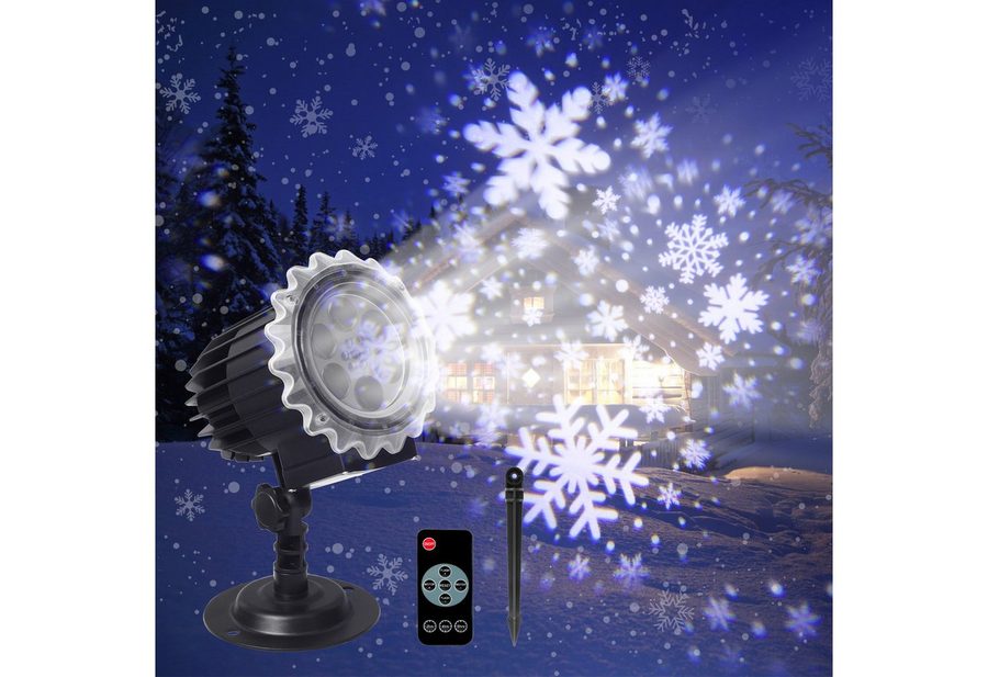 Fofile Projektor Weihnachten Aussen LED Schneeflocken Projektor LED-Beamer (Wasserdichter Weihnachtsprojektor, mit Fernbedienung & Timer) von Fofile