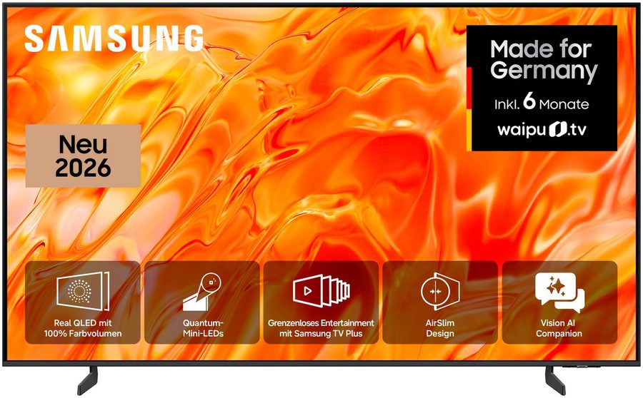 Samsung GQ55QN70HAU QLED-Fernseher (138 cm/55 Zoll, 4K Ultra HD, Smart-TV, Real QLED, Quantum-Mini-LEDs, Gaming Hub mit 144 Hz, Adaptive Sound) von Samsung