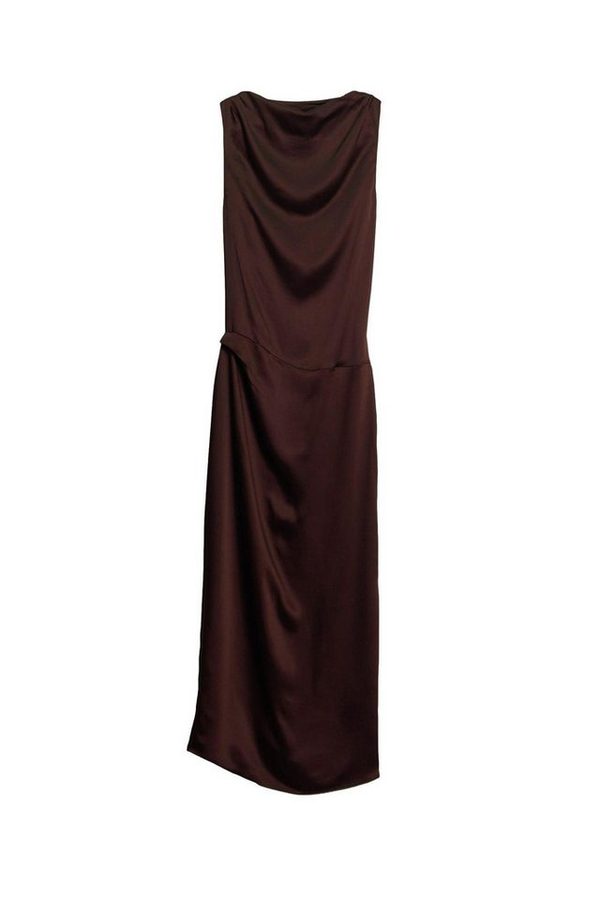 Bhoem Midikleid BHOEM Drapiertes ärmelloses Satin-Midikleid, braun (1-tlg) von Bhoem