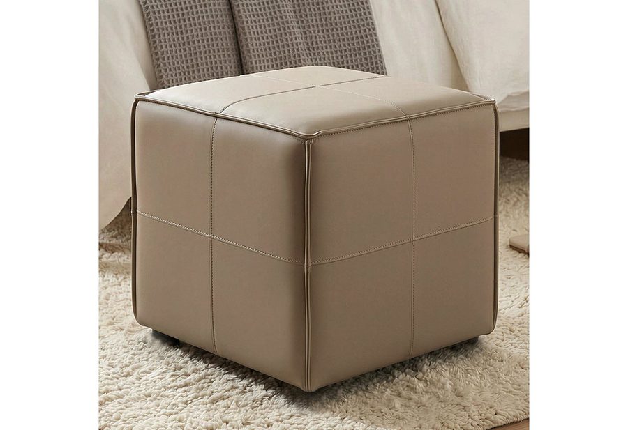 Guyii Polsterhocker aus PU-Kunstleder, quadratisch in Braun, 43x43x42cm (1 St), Sitzhocker, Fußhocker, Schuhwechselhocker für Flur, Wohnzimmer von Guyii