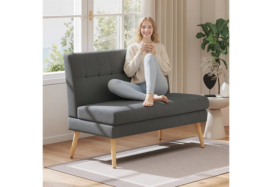 HOMCOM 2-Sitzer Sofa mit Leinenoptik, Getuftete Rückenlehne, Doppelsofa, Couch 1 Teile, für Wohnzimmer, Schlafzimmer, Dunkelgrau von HOMCOM