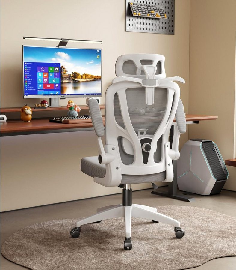 POPOLIC Bürostuhl Ergonomischer, verstellbarer Bürostuhl aus Netzgewebe – schwarz-weiß von POPOLIC