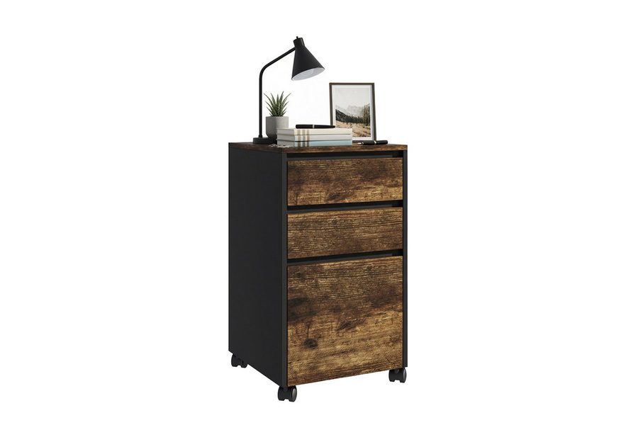 relaxdays Rollcontainer mit 3 Schubladen, (1 St), Industrial-Schwarz von RELAXDAYS