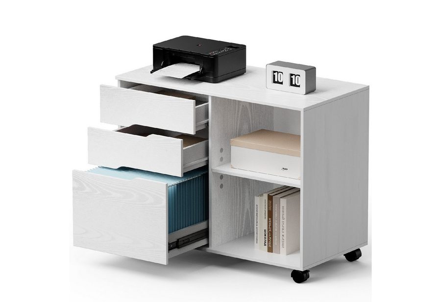 SURFOU Rollcontainer Schreibtisch Büromöbel Druckerschrank Büro Schrank, Schreibtisch Schrank auf Rollen Rollschrank Kommode mit Rollen von SURFOU