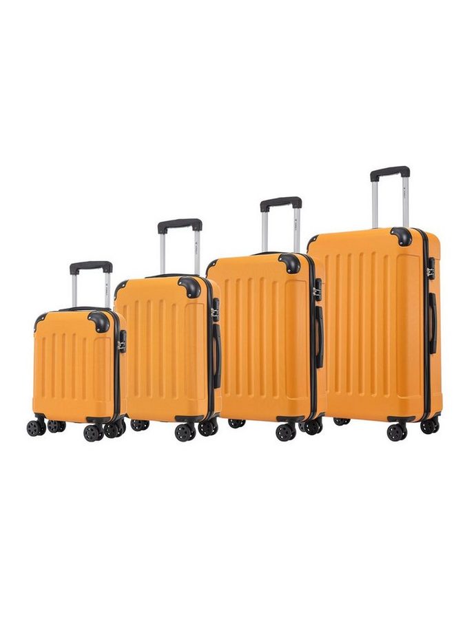 YONSLY Kofferset Reisekoffer Trolley Rollkoffer Handgepäck Hartschalenkoffer Größen-Set, 4 Rollen, (4er Set, 4 tlg., Größen S, M, L & XL), ABS und Aluminium, Zahlenschloss, Gummigriff, leicht und robust von YONSLY