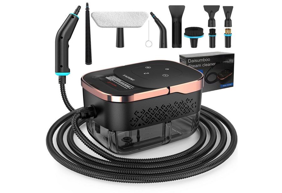 YADIMI Handdampfreiniger 1500W Tragbarer Dampfreiniger mit 1250 ml Wassertank, 1500 W, 6 stufige Leistungsregelung und 10 teiliges Zubehörset, Dampfreiniger für Böden, Küche, Fenster, Badezimmer und Auto von YADIMI