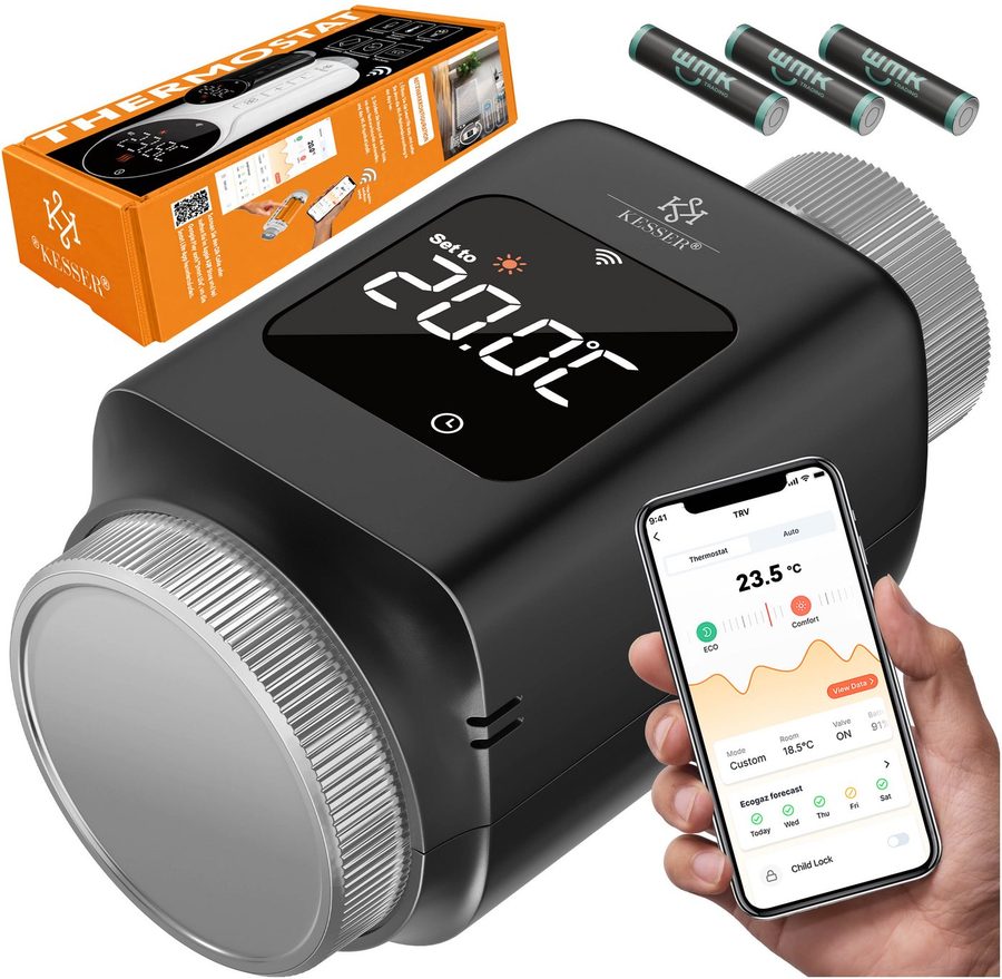 KESSER Heizkörperthermostat, Heizungsregler Smart Home Heizungssteuerung mit WLAN & APP Steuerung von KESSER