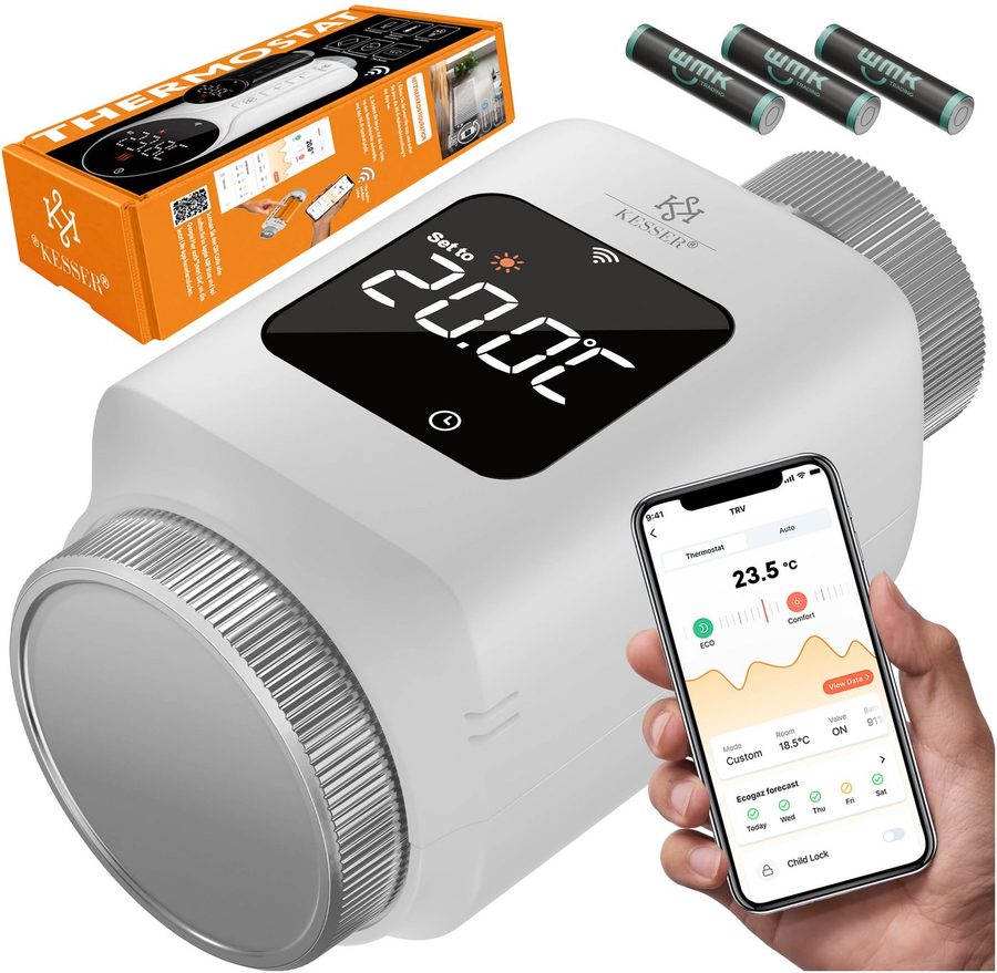 KESSER Heizkörperthermostat, Heizungsregler Smart Home Heizungssteuerung mit WLAN & APP Steuerung von KESSER