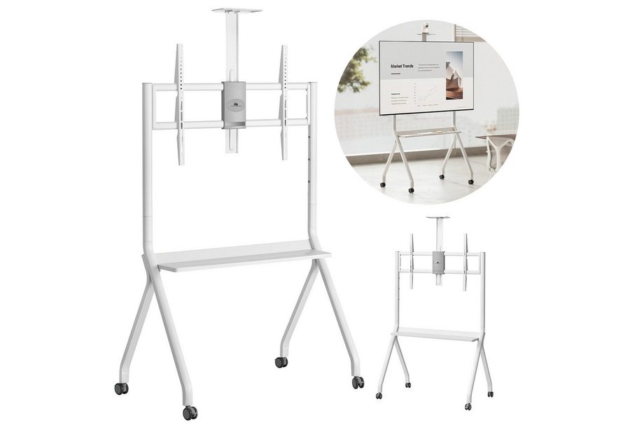 Maclean TV-Ständer MC-114 Wagen TV-Trolley-Ständer mit 55-100'' TV-Halterung, (bis 100 Zoll, Kameraablage, Auf Rädern, max. Belastung 120kg/10kg Ablage) von Maclean