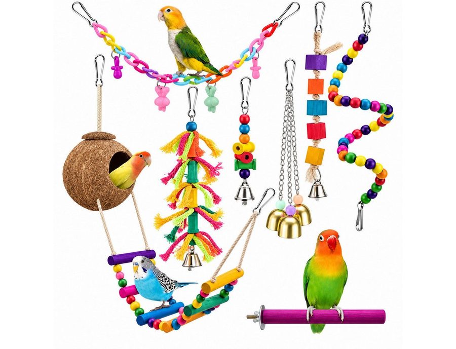 MOPUEA Vogelspielplatz Vogelspielplatz Wellensittich Spielzeug mit Kletter-& Schaukelfunktion von MOPUEA