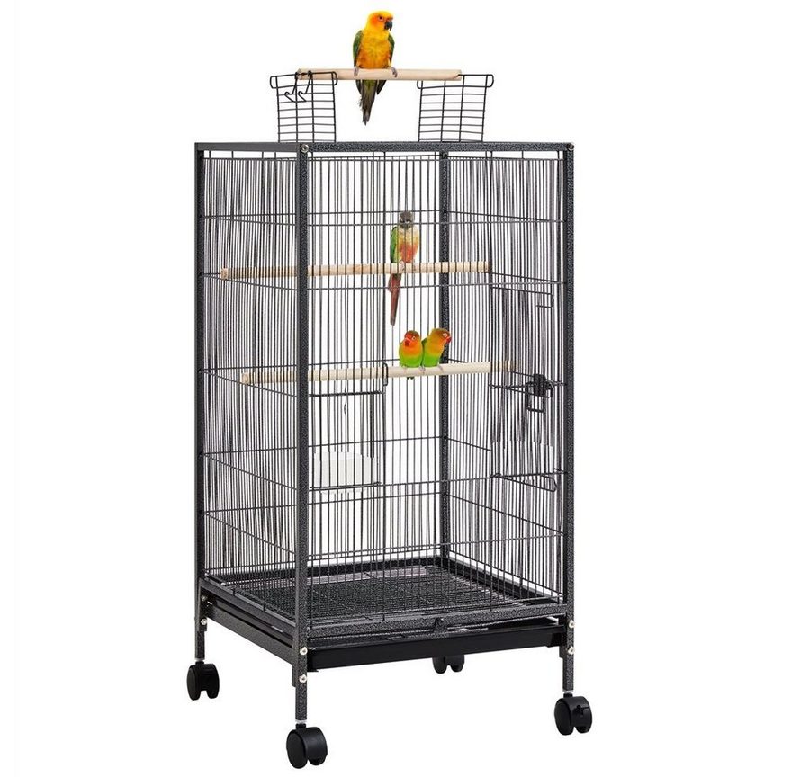 Yaheetech Vogelkäfig mit Rollen Wellensittich-Käfig mit Dachöffnung, Vogelvoliere, großer Raum für Vögel, 45,5x45,5x89,5 cm von Yaheetech