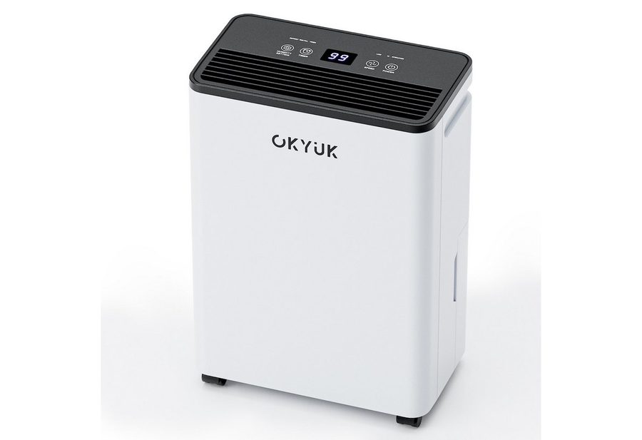 OKYUK Luftentfeuchter Luftentfeuchter 10L, leise, mit Abschaltung, für 75 m³ Räume, Tank 2,5 l von OKYUK