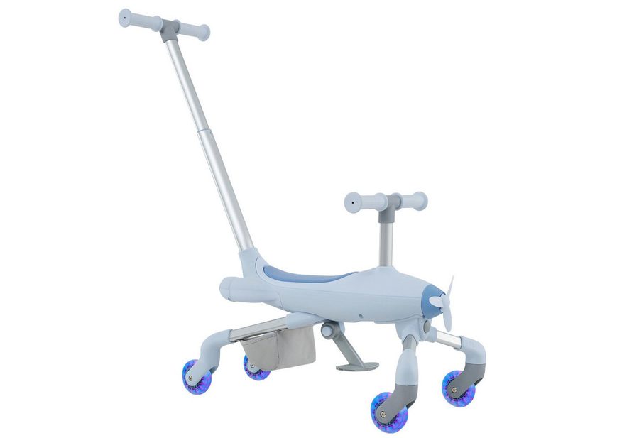 KOMFOTTEU Rutscherauto, mit LED Rädern & Korb hinten, bis 50kg von KOMFOTTEU