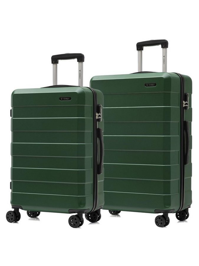YONSLY Trolleyset Trolley Reisekoffer Hartschalen-Reiseset, 4 Rollen, (2-tlg., 2 tlg., L/XL), 360°-Rollen, Zahlenschloss, weicher Gummigriff von YONSLY