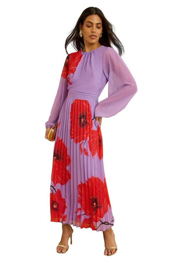 Love & Roses Midikleid Love & Roses plissiertes Chiffon-Midikleid (1-tlg) von Love & Roses
