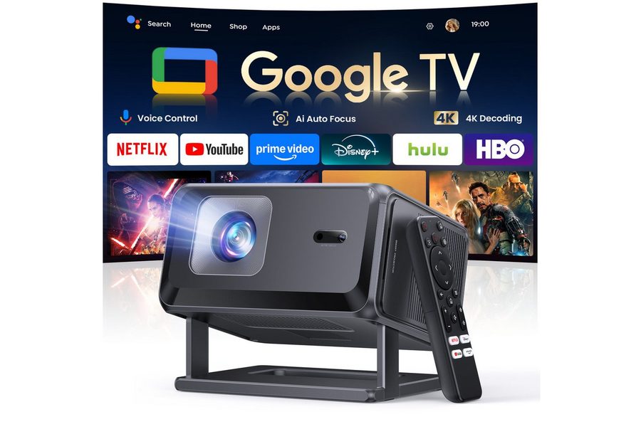 TOPTRO Smart Beamer [Google TV 14.0] 1080P FHD Tragbarer Projektor Portabler Projektor von TOPTRO