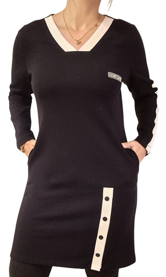 Estefania for woman Scubakleid 193-5200, mit Druckknöpfen und V-Ausschnitt Druckknöpfe am Saum von Estefania for woman